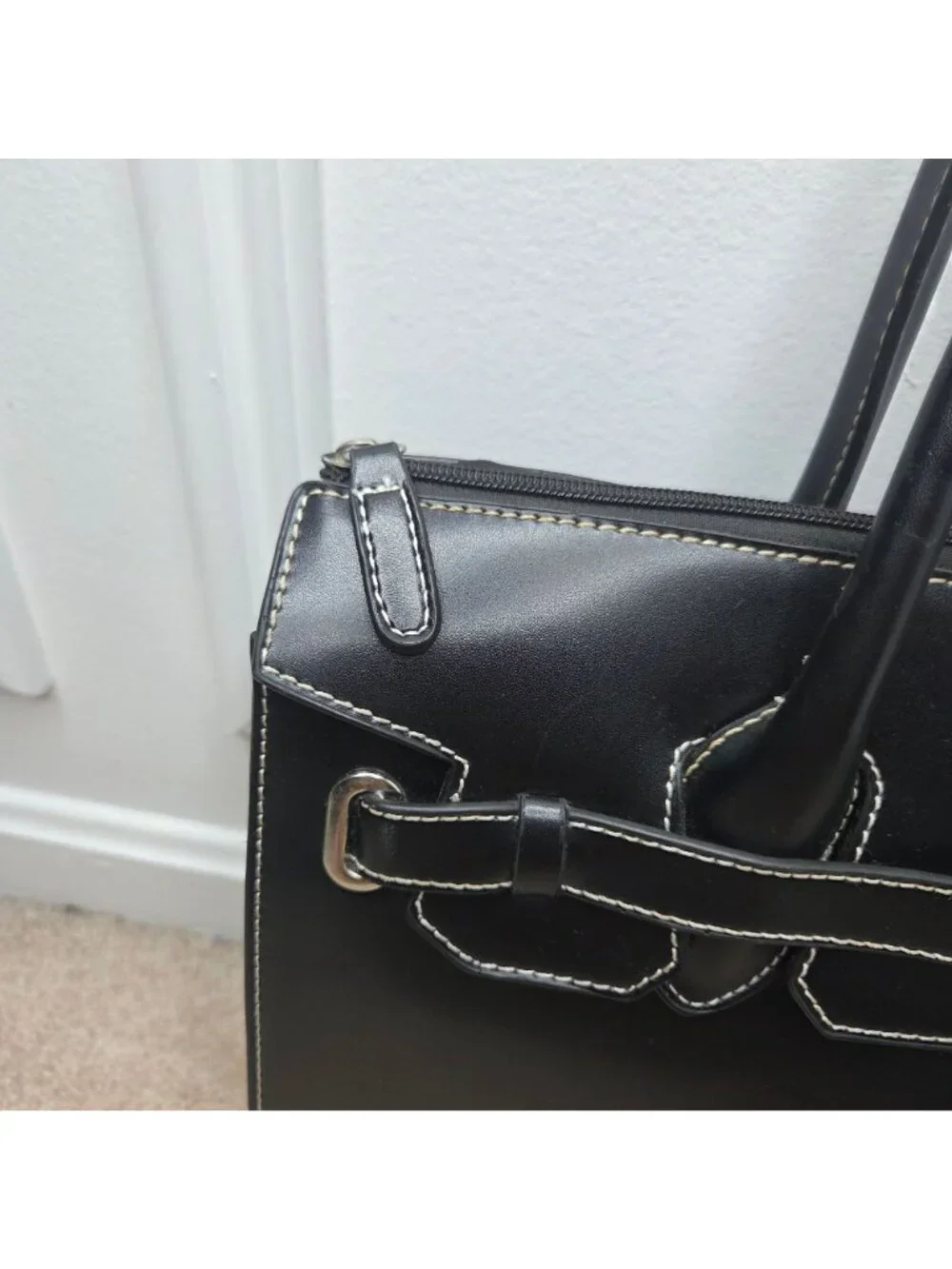 Wilsons Leather Black Laptop Bag Shoulder Bag Top Handle Women's